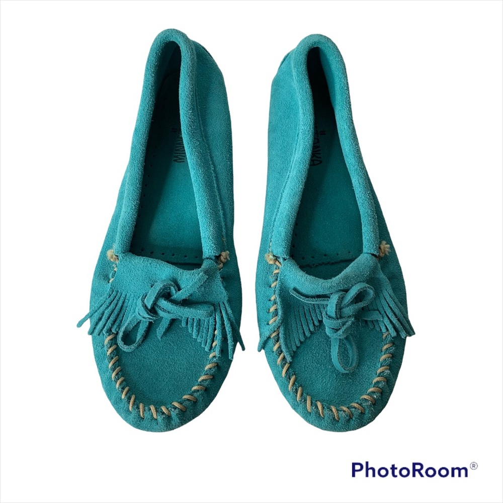 Women's Minnetonka Kilty Hardsole Slippers Size 9 Color Turquoise